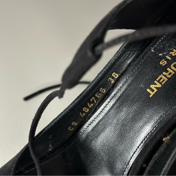 SAINT LAURENT PARIS Black Velvet Tribute 105 Platform Sandals - Picture 6 of 10